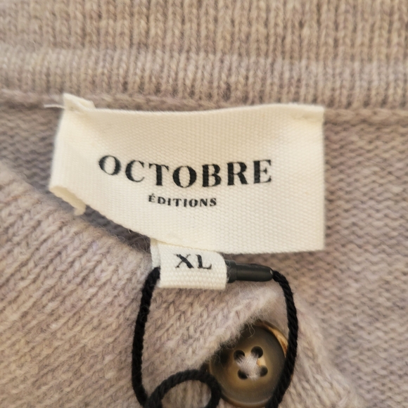 Octobre Moreno Wool Sweater Gray Size XL NWT Academia Preppy - Picture 5 of 9